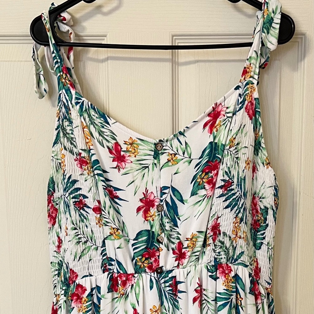 Naif White Tropical Floral Mini Dress